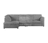 Furnishings For Less UK Luxor Grey Jumbo Cord Large 5 Seater Corner Sofa Long Left Hand Facing - Full Back