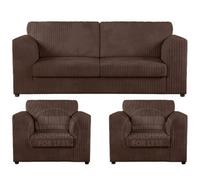 Furnishings For Less Luxor Full Jumbo Cord 3 Piece Suite - Full Back - Chocolate
