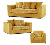 Furnishings For Less Luxor Full Jumbo Cord 3 Piece Suite - Scatter Back - Mustard