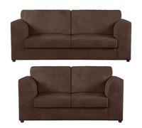 Furnishings For Less UK Luxor Jumbo Cord 3 + 2 Fabric Sofa Suite - Fullback Chocolate