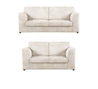 Furnishings For Less UK Luxor Jumbo Cord 3 + 2 Fabric Sofa Suite - Fullback Cream