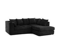 Furnishings For Less UK Luxor Jumbo Cord 4 Seater Corner Sofa Black Right Hand Facing