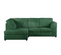 Furnishings For Less Luxor Cord Fabric 4 Seater Corner Sofa Full Back - Green - Left Hand Facing