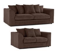 Furnishings For Less UK Luxor Jumbo Cord Chocolate 3 + 2 Fabric Sofa Suite