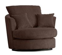 Furnishings For Less UK Luxor Jumbo Cord Chocolate Fabric Single Seater 360 Degree Swivel Chair Sofa Accessory