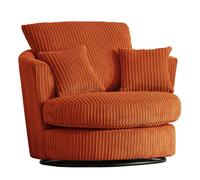 Furnishings For Less UK Luxor Jumbo Cord Fabric Single Seater 360 Degree Swivel Chair Sofa Accessory in Orange Furnishings For Less UK Orange