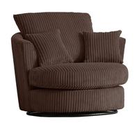 Furnishings For Less UK Luxor Jumbo Cord Fabric Single Seater 360 Degree Swivel Chair Sofa Accessory in Chocolate Furnishings For Less UK Chocolate