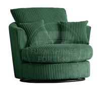 Furnishings For Less UK Luxor Jumbo Cord Fabric Single Seater 360 Degree Swivel Chair Sofa Accessory in Green Furnishings For Less UK Green