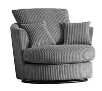 Furnishings For Less UK Luxor Jumbo Cord Fabric Single Seater 360 Degree Swivel Chair Sofa Accessory in Grey Furnishings For Less UK Grey