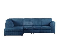 Furnishings For Less UK Luxor Marine Blue Jumbo Cord Large 5 Seater Corner Sofa Long Left Hand Facing - Full Back