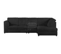 Furnishings For Less UK Luxor Jumbo Cord Large 5 Seater Corner Sofa Long Right Hand Facing - Full Back in Black Furnishings For Less UK Black