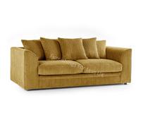 Furnishings For Less UK Luxor Jumbo Cord Mustard Fabric 3 Seater Sofa