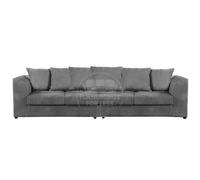 Furnishings For Less UK Luxor Long Fabric Jumbo Cord 4 Seater Sofa - Scatter Back Grey