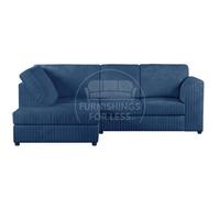 Furnishings For Less UK Luxor Marine Blue Jumbo Cord 4 Seater Corner Sofa Left Hand Facing - Full Back