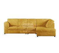 Furnishings For Less UK Luxor Mustard Jumbo Cord Large 5 Seater Corner Sofa Long Right Hand Facing - Full Back