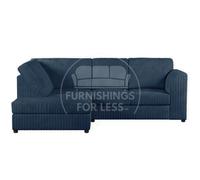 Furnishings For Less UK Luxor Navy Blue Jumbo Cord 4 Seater Corner Sofa Left Hand Facing - Full Back