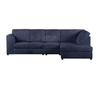 Furnishings For Less UK Luxor Navy Blue Jumbo Cord Large 5 Seater Corner Sofa Long Right Hand Facing - Full Back