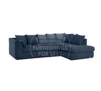 Furnishings For Less UK Luxor Navy Blue Jumbo Cord Large 5 Seater Corner Sofa Long Right Hand Facing