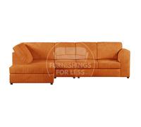 Furnishings For Less UK Luxor Orange Jumbo Cord Large 5 Seater Corner Sofa Long Left Hand Facing - Full Back