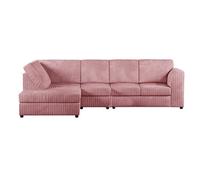 Furnishings For Less UK Luxor Pink Jumbo Cord Large 5 Seater Corner Sofa Long Left Hand Facing - Full Back