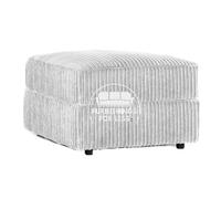 Furnishings For Less UK Luxor Silver Fabric Jumbo Cord Footstool Living Room Pouffe Accessory (Silver, Footstool)