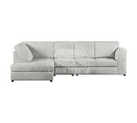 Furnishings For Less UK Luxor Silver Jumbo Cord Large 5 Seater Corner Sofa Long Left Hand Facing - Full Back