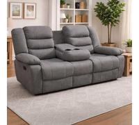 Furnishings For Less UK Manhattan Grey 3 Seater Fabric Reclining Sofa Recliner