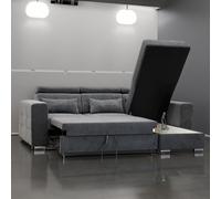 Furnishings For Less UK Miami Grey Fabric Reversible L Shaped Corner Sofa Bed with Storage & Headrests 3-4 Seater Furnishings For Less UK Grey