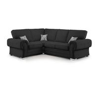 Furnishings For Less UK Milan 4 Seater L Shaped Corner Sofa Full Back Chesterfield Arms Black Left Hand Facing Furnishings For Less UK Black