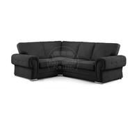 Furnishings For Less UK Milan 4 Seater L Shaped Corner Sofa Full Back Chesterfield Arms Black Left Hand Facing