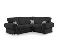 Furnishings For Less UK Milan 4 Seater L Shaped Corner Sofa Full Back Chesterfield Arms Black Right Hand Facing Furnishings For Less UK Black