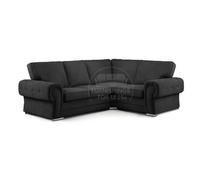 Furnishings For Less UK Milan 4 Seater L Shaped Corner Sofa Full Back Chesterfield Arms Black Right Hand Facing