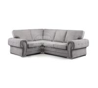 Furnishings For Less UK Milan 4 Seater L Shaped Corner Sofa Full Back Chesterfield Arms Grey Left Hand Facing