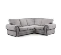 Furnishings For Less UK Milan 4 Seater L Shaped Corner Sofa Full Back Chesterfield Arms Grey Right Hand Facing