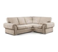 Furnishings For Less UK Milan 4 Seater L Shaped Corner Sofa Full Back Chesterfield Arms Mink Right Hand Facing
