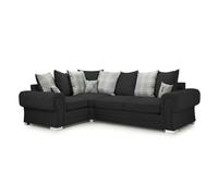 Furnishings For Less UK Milan 4 Seater L Shaped Corner Sofa Scatter Back Chesterfield Arms Black Left Hand Facing Furnishings For Less UK Black
