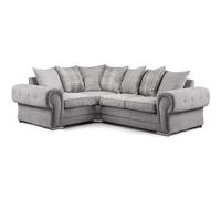 Furnishings For Less UK Milan 4 Seater L Shaped Corner Sofa Scatter Back Chesterfield Arms Grey Left Hand Facing
