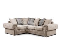 Furnishings For Less UK Milan 4 Seater L Shaped Corner Sofa Scatter Back Chesterfield Arms Mink Left Hand Facing