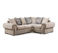 Furnishings For Less UK Milan 4 Seater L Shaped Corner Sofa Scatter Back Chesterfield Arms Mink Right Hand Facing