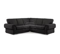 Furnishings For Less UK Milan 5 Seater L Shaped Corner Sofa Full Back Chesterfield Arms Black 2 Corner 2