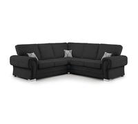 Furnishings For Less UK Milan 5 Seater L Shaped Corner Sofa Full Back Chesterfield Arms Black 2 Corner 2 Furnishings For Less UK Black