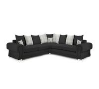 Furnishings For Less UK Milan 5 Seater L Shaped Corner Sofa Scatter Back Chesterfield Arms Black 2 Corner 2 Furnishings For Less UK Black