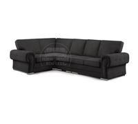 Furnishings For Less UK Milan 5 Seater Long L Shaped Corner Sofa Full Back Chesterfield Arms Black Left Hand Facing