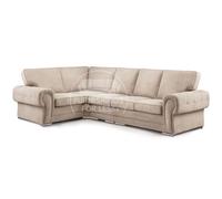 Furnishings For Less UK Milan 5 Seater Long L Shaped Corner Sofa Full Back Chesterfield Arms Mink Left Hand Facing