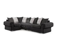 Furnishings For Less UK Milan 5 Seater Long L Shaped Corner Sofa Scatter Back Chesterfield Arms Black Left Hand Facing