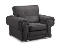 Furnishings For Less UK Milan Black Fabric Single Seater Armchair Fabric Full Back Chesterfield Style Furnishings For Less UK Black