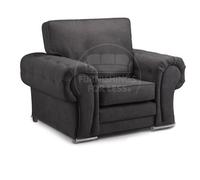 Furnishings For Less UK Milan Black Fabric Single Seater Armchair Fabric Full Back Chesterfield Style