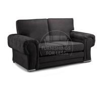 Furnishings For Less UK Milan Fabric 2 Seater Sofa Black Fabric Full Back Chesterfield Style
