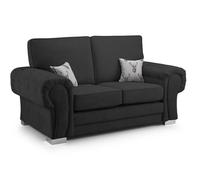Furnishings For Less UK Milan Fabric 2 Seater Sofa Black Fabric Full Back Chesterfield Style Furnishings For Less UK Black