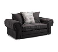 Furnishings For Less Milan Chesterfield Fabric 2 Seater Sofa - Scatter Back - Black